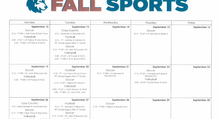 fall sports calendar